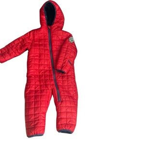 DKNY Baby Unisex Snowsuit 24M Zip Up One Piece Insulated Hooded Red Quilted